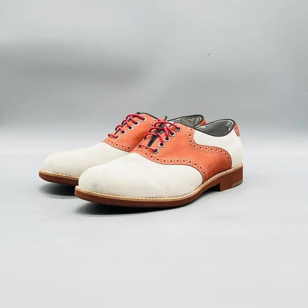 Johnston & Murphy Shoes Mens 8 Suede Saddle Oxford Dress Flex System Colorblock